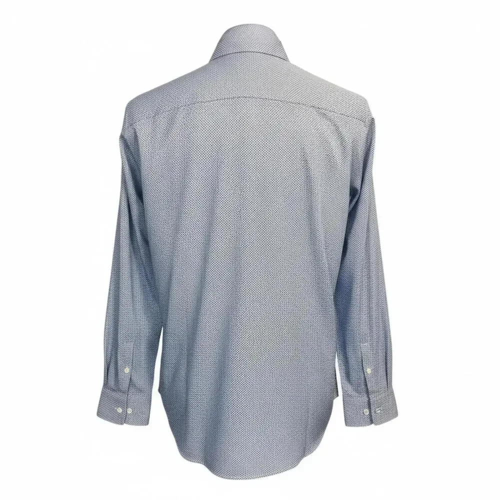 Construct Men's Slim Fit Blue Geometric Shirt XXL 4-Way Stretch Long Sleeve EUC